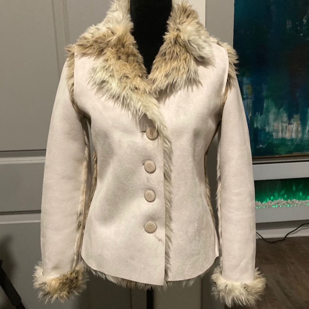 Vintage penny lane suede faux fur coat
